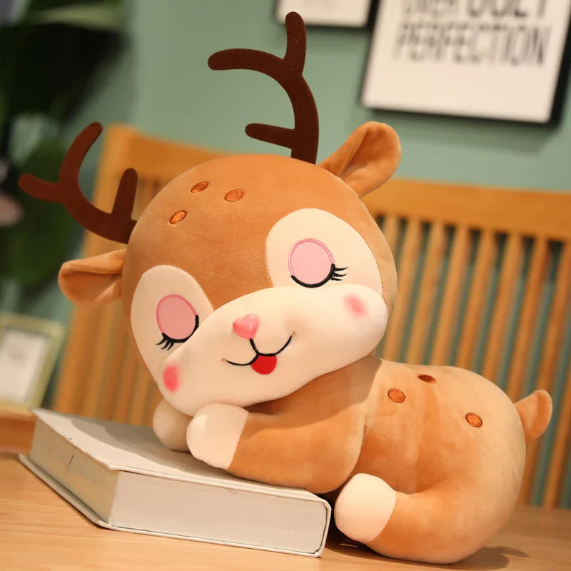 Sika Deer Plush Sleeping Elk Deer Laying Pillow Cushion Brown Deer Animals - Tophatter Daily Deals