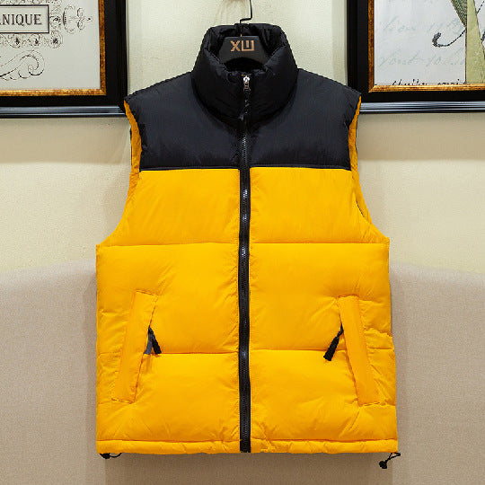 Warm Men's Puffer Vest - Sleeveless Quilted Down, Winter Yellow - Tophatter Daily Deals