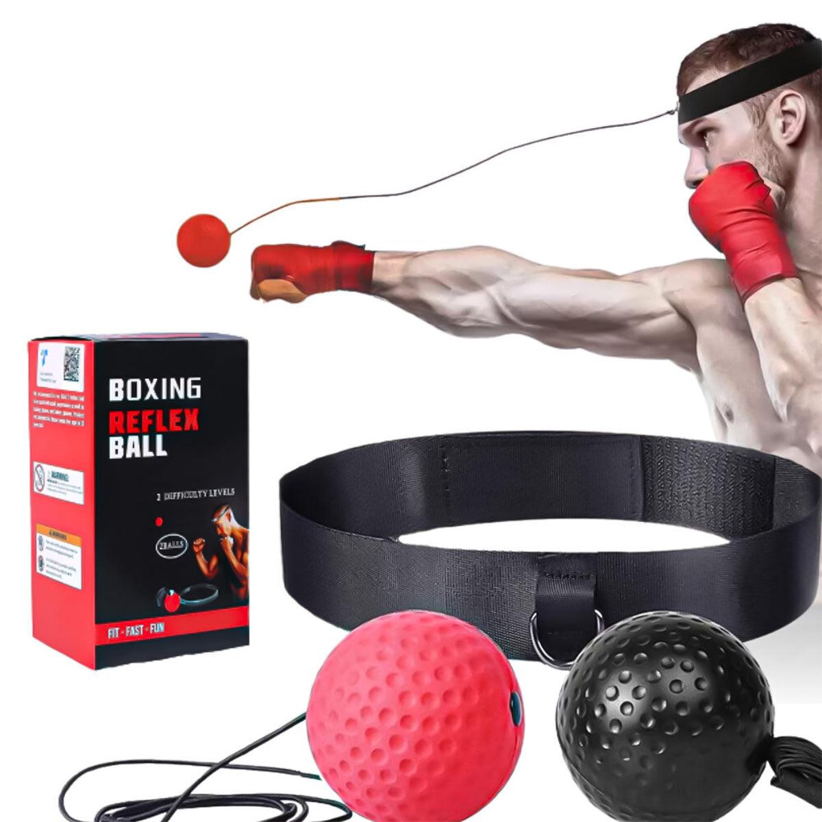 Boxing Reflex Ball - Boxing Fight Ball Punch Exercise Head Band Reflex Speed Training with 2 Balls Sports & Outdoor - Tophatter Daily Deals