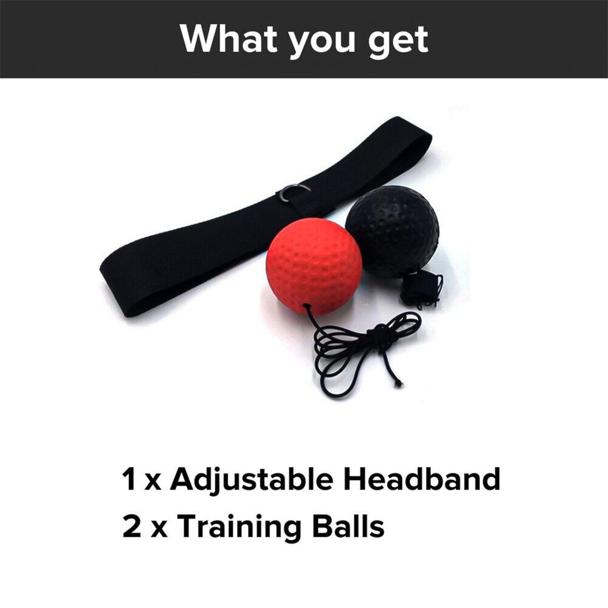 Boxing Reflex Ball - Boxing Fight Ball Punch Exercise Head Band Reflex Speed Training with 2 Balls Sports & Outdoor - Tophatter Daily Deals