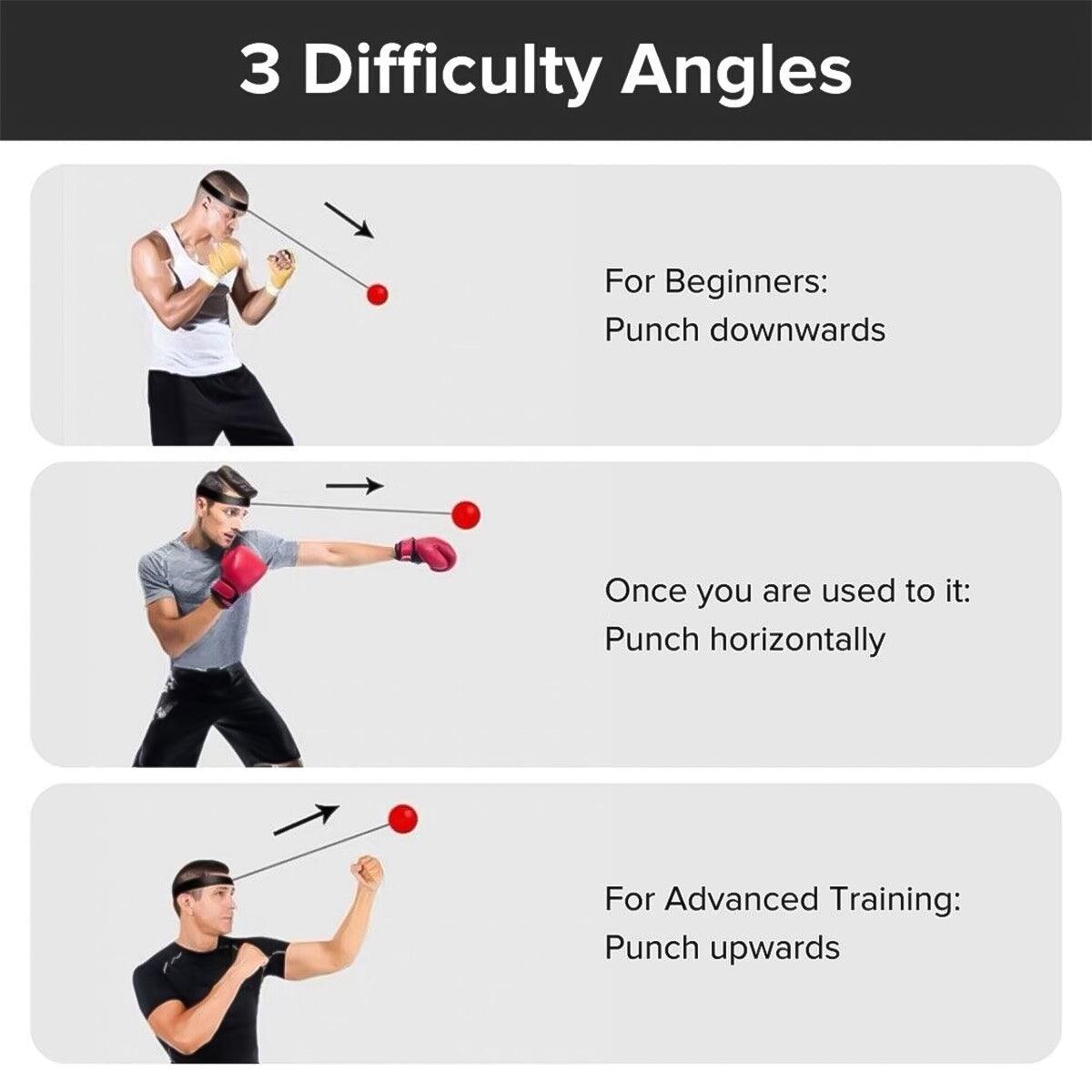 Boxing Reflex Ball - Boxing Fight Ball Punch Exercise Head Band Reflex Speed Training with 2 Balls Sports & Outdoor - Tophatter Daily Deals