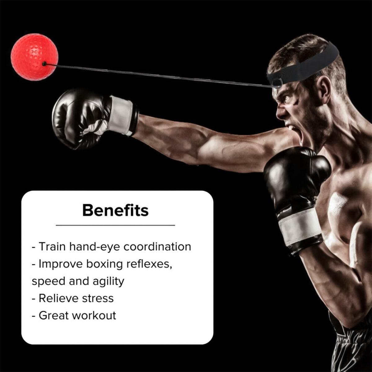 Boxing Reflex Ball - Boxing Fight Ball Punch Exercise Head Band Reflex Speed Training with 2 Balls Sports & Outdoor - Tophatter Daily Deals