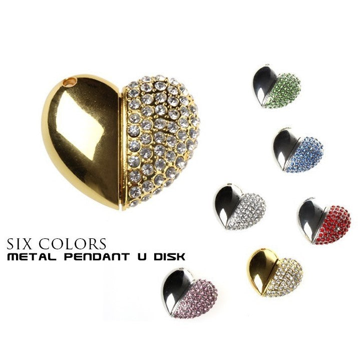 Crystal Heart USB Flash Drive 2.0 Magnetic Necklace 16 GB - 6 Colors USB Flash Drive - Tophatter Daily Deals