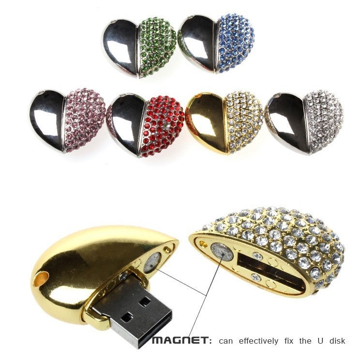Crystal Heart USB Flash Drive 2.0 Magnetic Necklace 16 GB - 6 Colors USB Flash Drive - Tophatter Daily Deals