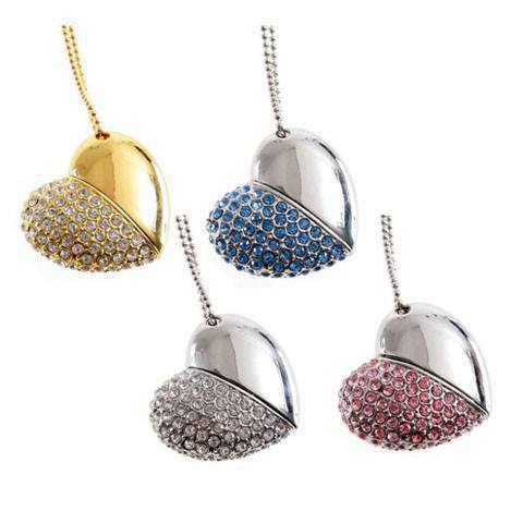 Crystal Heart USB Flash Drive 2.0 Magnetic Necklace 16 GB - 6 Colors USB Flash Drive - Tophatter Daily Deals