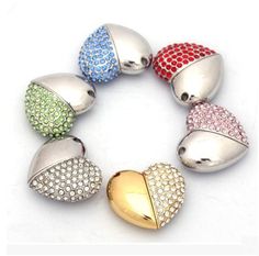 Crystal Heart USB Flash Drive 2.0 Magnetic Necklace 16 GB - 6 Colors USB Flash Drive - Tophatter Daily Deals