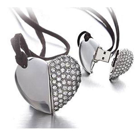Crystal Heart USB Flash Drive 2.0 Magnetic Necklace 16 GB - 6 Colors 16GB 2.0 Silver USB Flash Drive - Tophatter Daily Deals