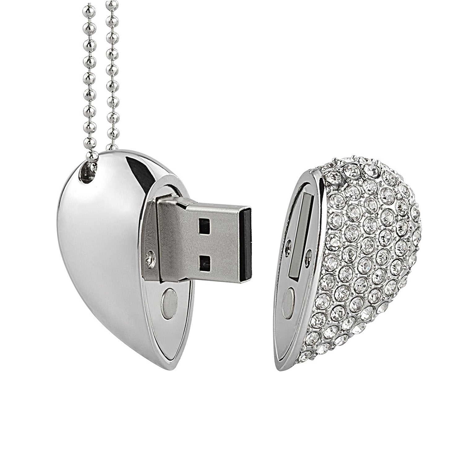 Crystal Heart USB Flash Drive 2.0 Magnetic Necklace 16 GB - 6 Colors USB Flash Drive - Tophatter Daily Deals