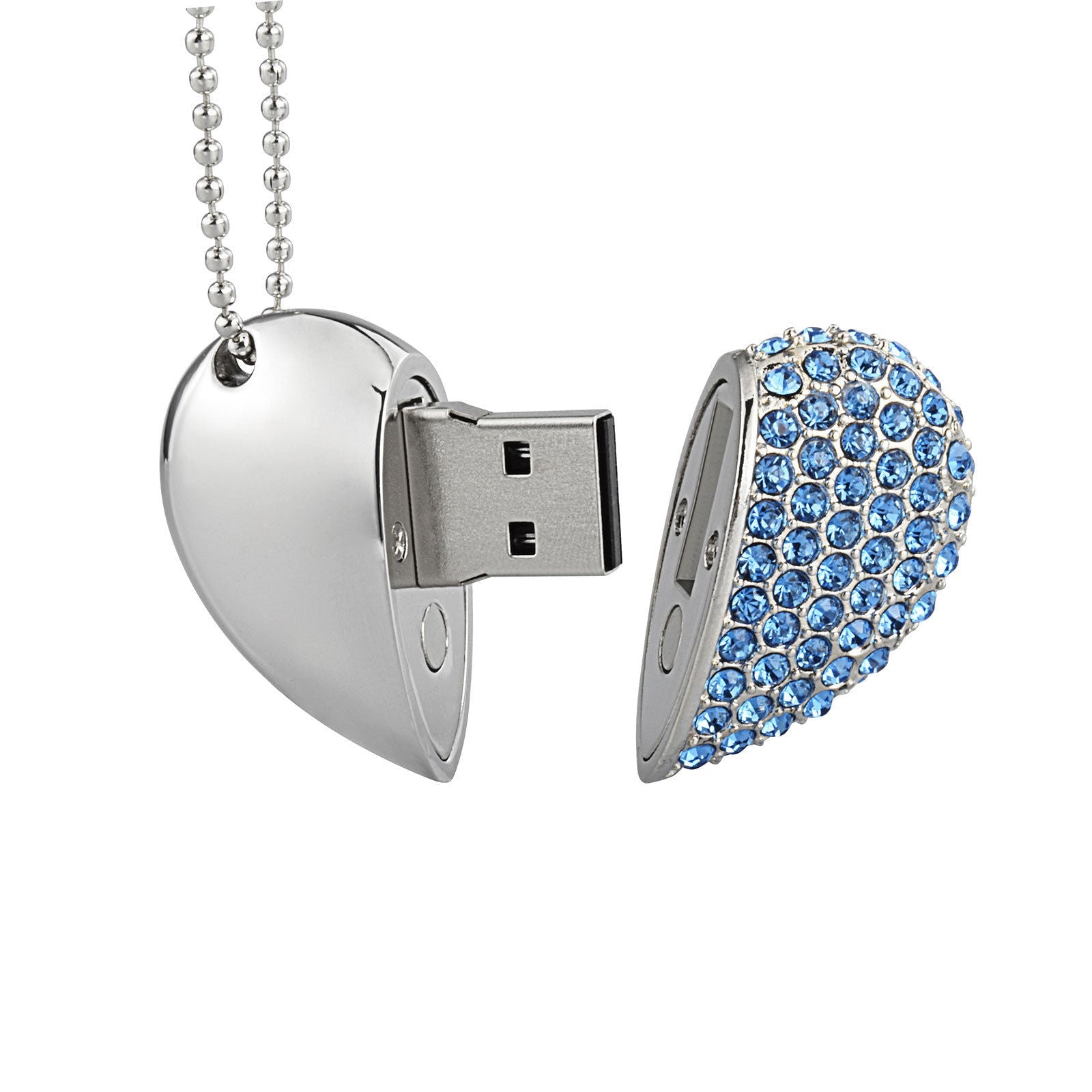 Crystal Heart USB Flash Drive 2.0 Magnetic Necklace 16 GB - 6 Colors 16GB 2.0 Blue USB Flash Drive - Tophatter Daily Deals
