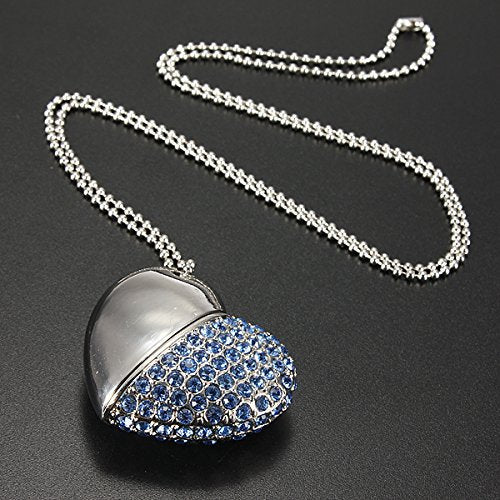 Crystal Heart USB Flash Drive 2.0 Magnetic Necklace 16 GB - 6 Colors USB Flash Drive - Tophatter Daily Deals