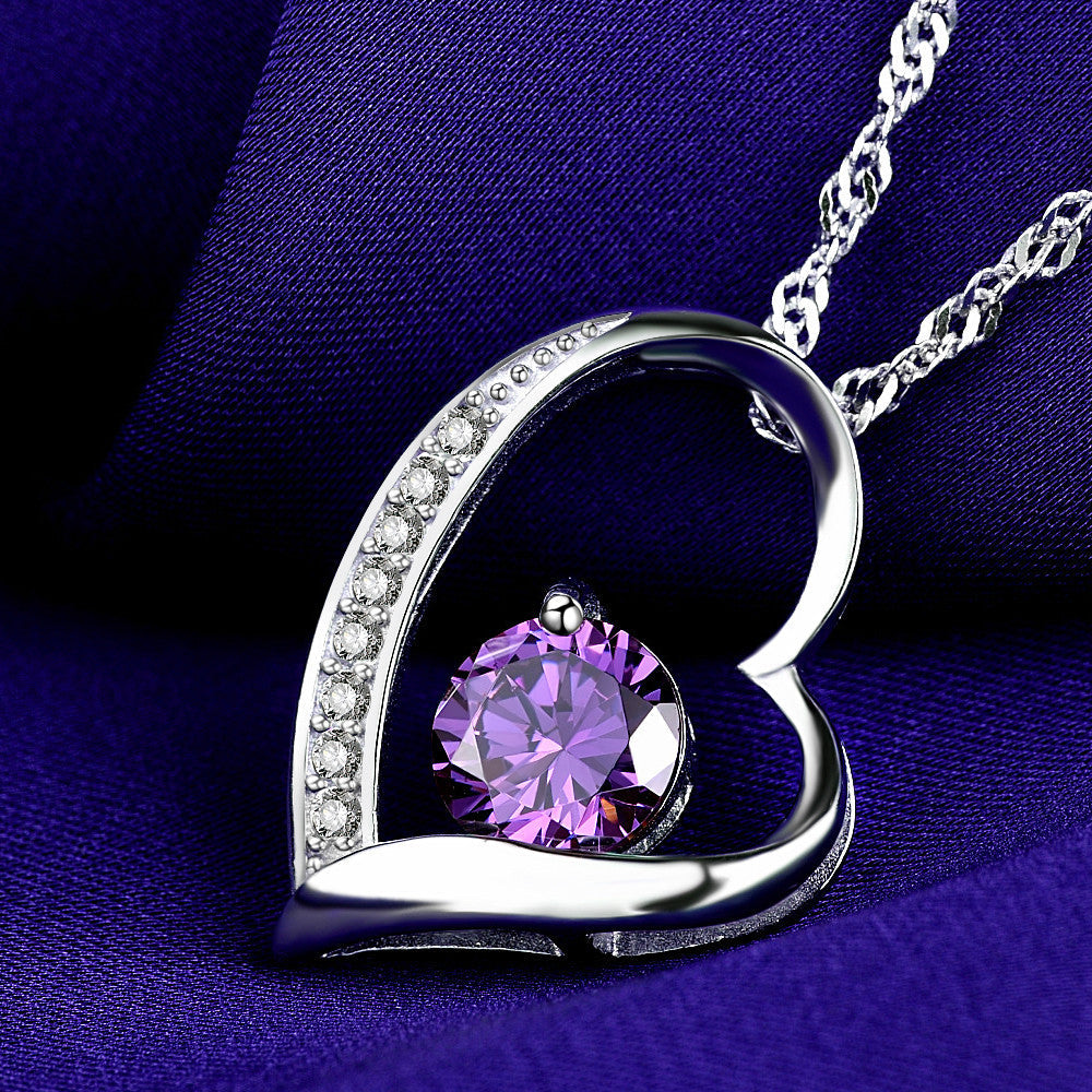 Love Heart Necklace 925 Sterling Silver Jewelry Charm Pendant for Women Necklace - Tophatter Daily Deals