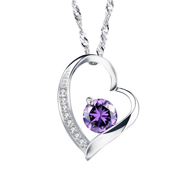 Love Heart Necklace 925 Sterling Silver Jewelry Charm Pendant for Women Necklace - Tophatter Daily Deals