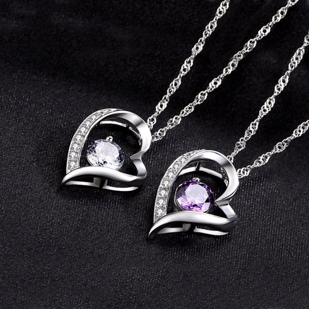 Love Heart Necklace 925 Sterling Silver Jewelry Charm Pendant for Women Necklace - Tophatter Daily Deals