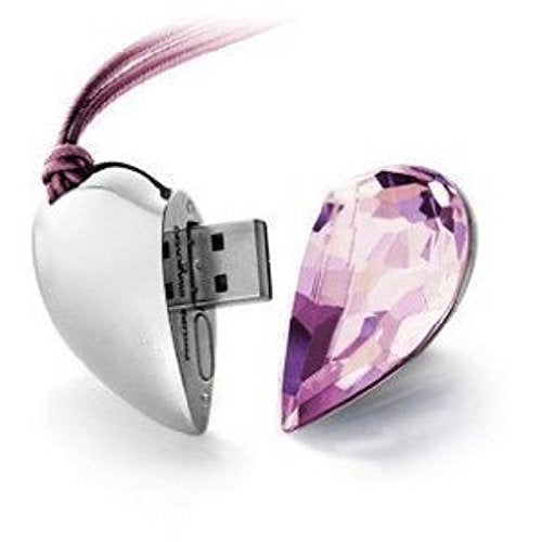 Crystal Necklace Heart USB Flash Drive 2.0 PINK Pendant Charm 16gb USB Flash Drive - Tophatter Daily Deals