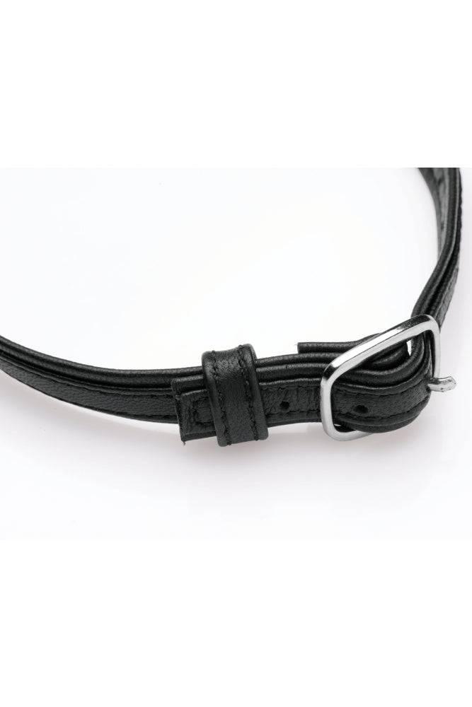 XR Brands - Master Series - Heart Lock Choker with Key - Black Leather BDSM - Tophatter Daily Deals