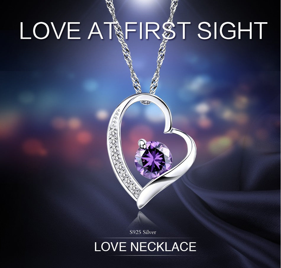 Love Heart Necklace 925 Sterling Silver Jewelry Charm Pendant for Women Necklace - Tophatter Daily Deals