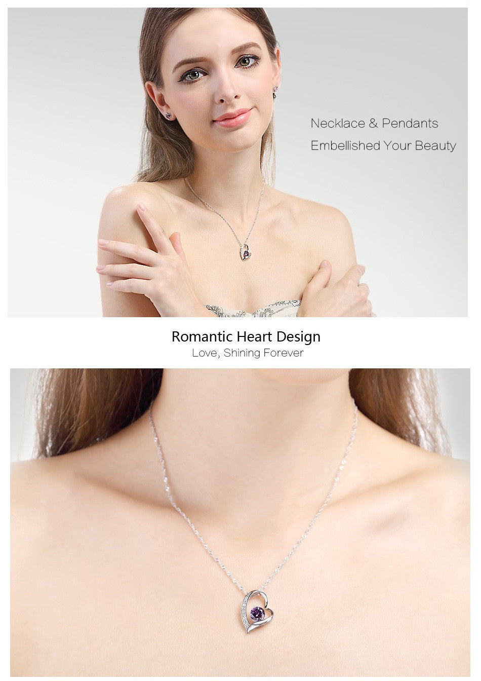 Love Heart Necklace 925 Sterling Silver Jewelry Charm Pendant for Women Necklace - Tophatter Daily Deals