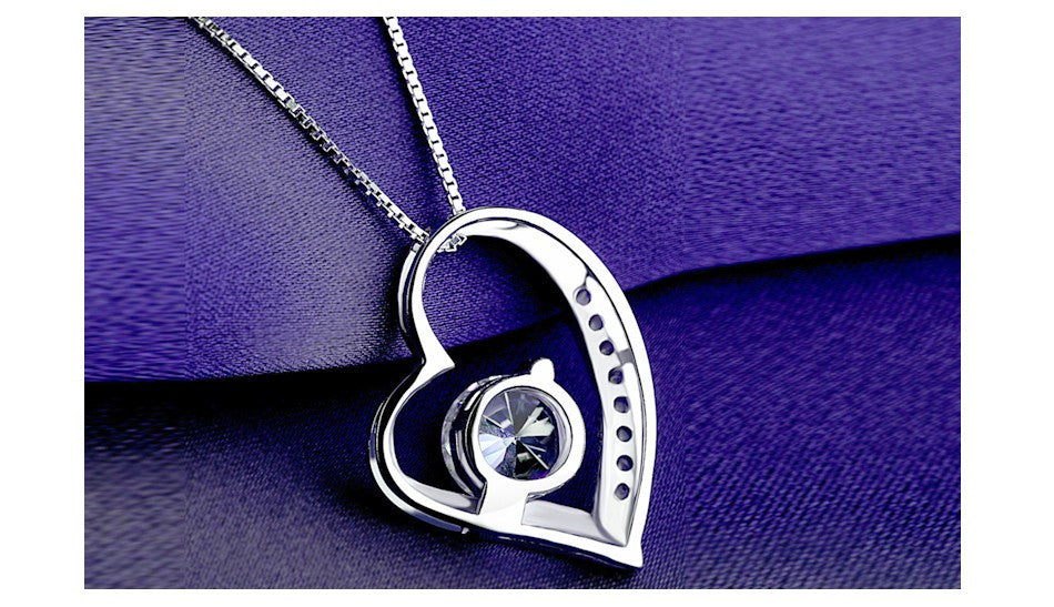 Love Heart Necklace 925 Sterling Silver Jewelry Charm Pendant for Women Necklace - Tophatter Daily Deals