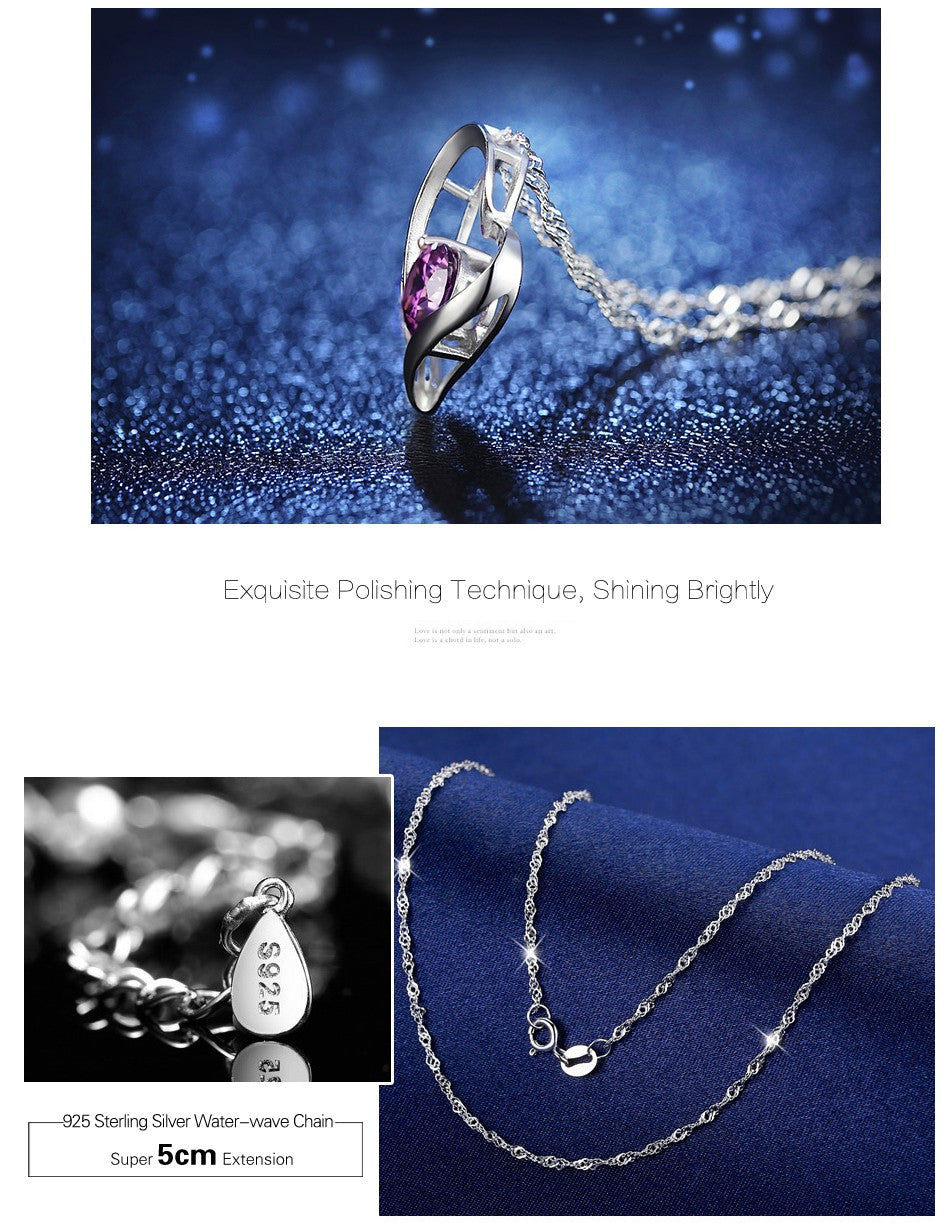 Love Heart Necklace 925 Sterling Silver Jewelry Charm Pendant for Women Necklace - Tophatter Daily Deals