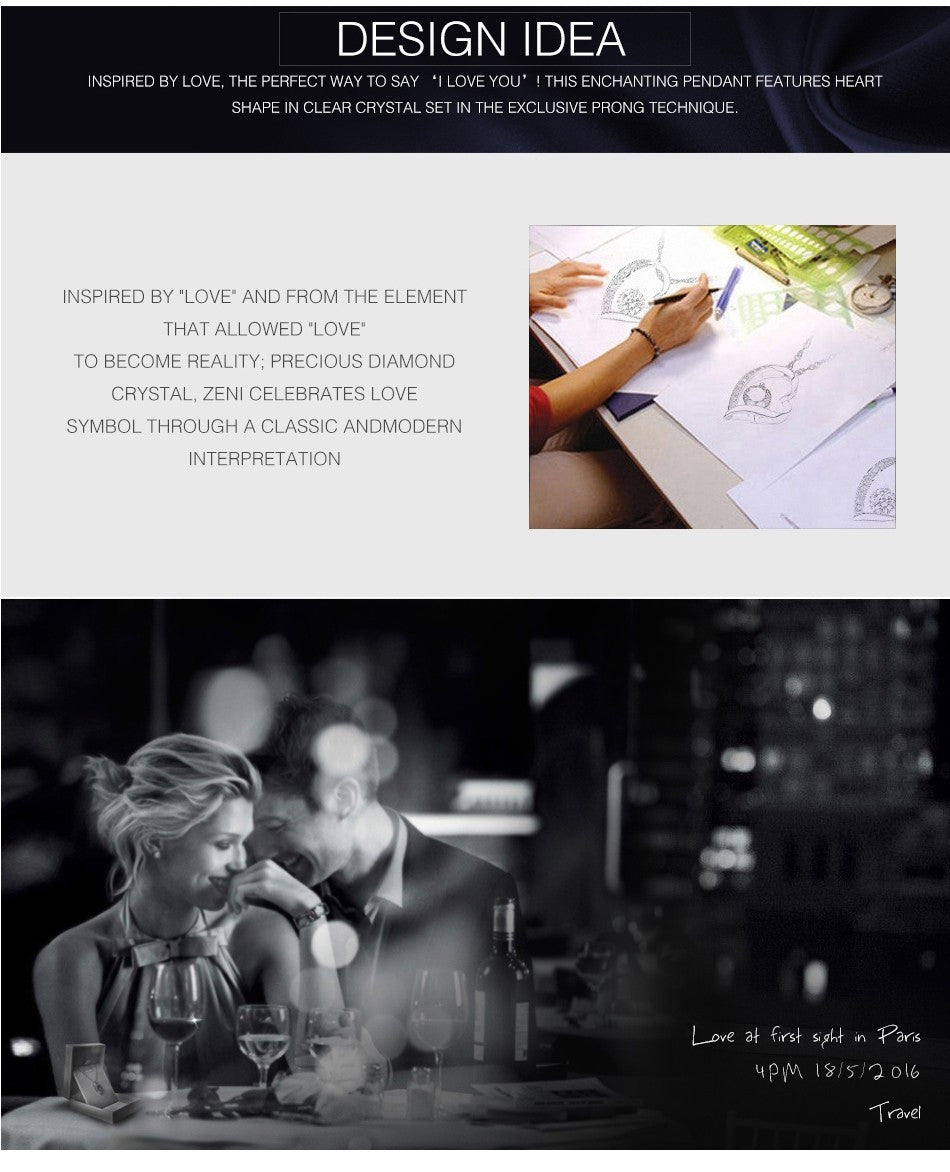 Love Heart Necklace 925 Sterling Silver Jewelry Charm Pendant for Women Necklace - Tophatter Daily Deals