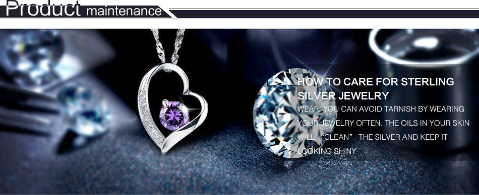 Love Heart Necklace 925 Sterling Silver Jewelry Charm Pendant for Women Necklace - Tophatter Daily Deals