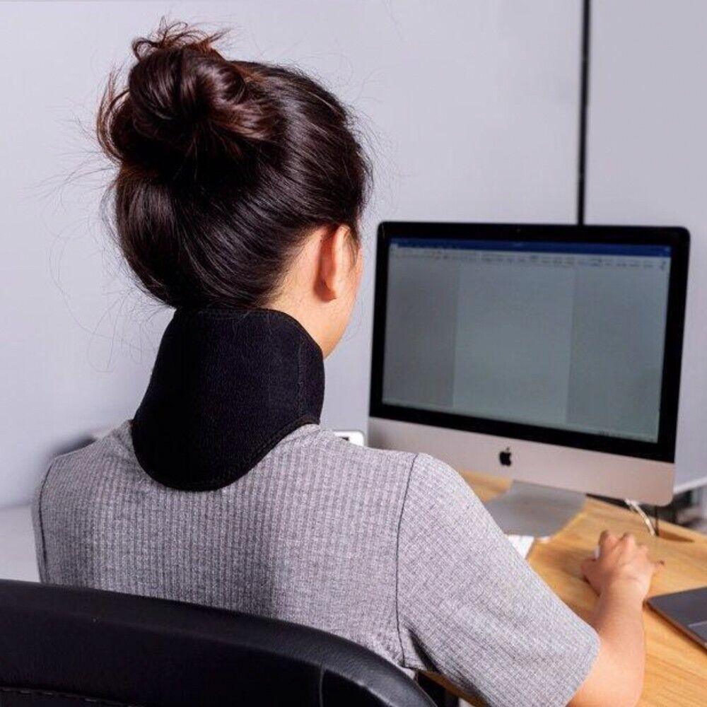 Heated Neck Wrap - Self Heating Magnetic Neck Support Brace Collar Pain Relief Heat Pad Tourmaline Personal Care - Tophatter Daily Deals