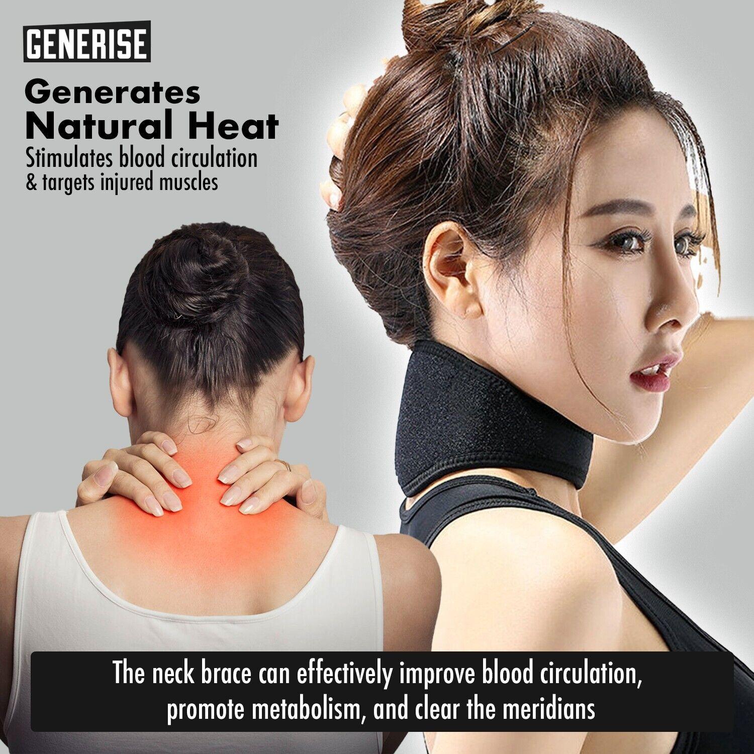 Heated Neck Wrap - Self Heating Magnetic Neck Support Brace Collar Pain Relief Heat Pad Tourmaline Personal Care - Tophatter Daily Deals