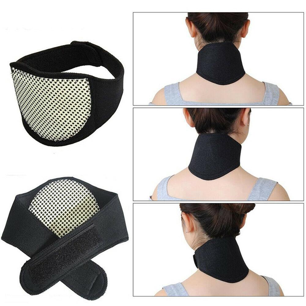 Heated Neck Wrap - Self Heating Magnetic Neck Support Brace Collar Pain Relief Heat Pad Tourmaline Personal Care - Tophatter Daily Deals