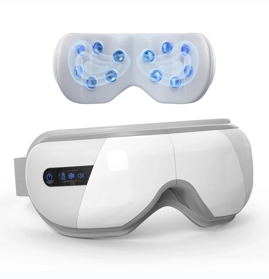 Electric Eye Massager - Rechargeable Eye Therapy Mask with Hot Compress/Air Pressure/Bluetooth Music and 5 Working Modes White Personal Care - Tophatter Daily Deals