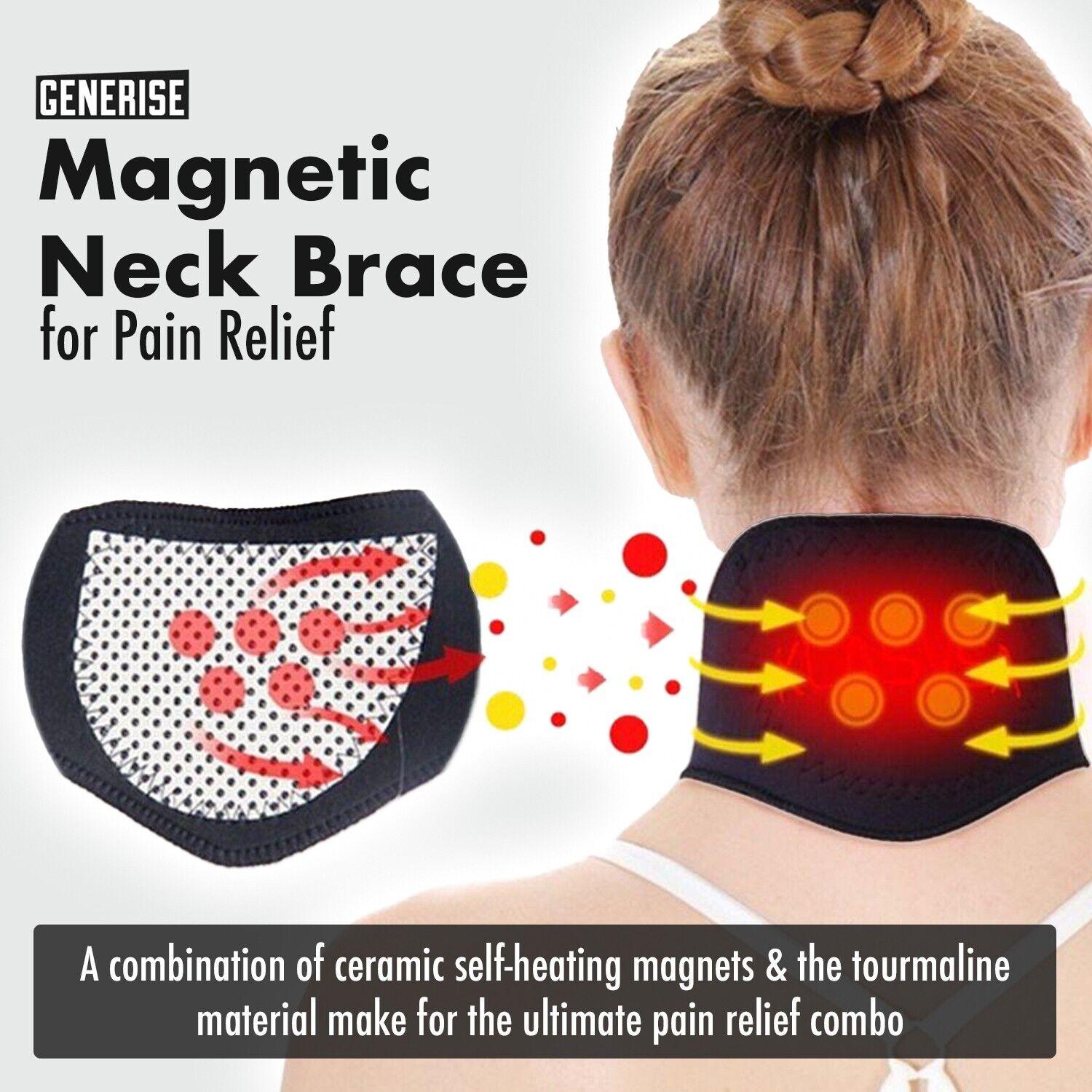 Heated Neck Wrap - Self Heating Magnetic Neck Support Brace Collar Pain Relief Heat Pad Tourmaline Personal Care - Tophatter Daily Deals