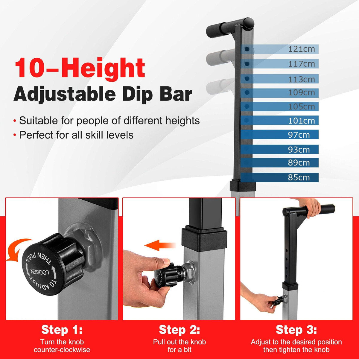 Foldable Dip Bars - Adjustable Dip Stand Multi-function Dip-up Station Heavy-duty Parallel Bars Exercise & Fitness - Tophatter Daily Deals