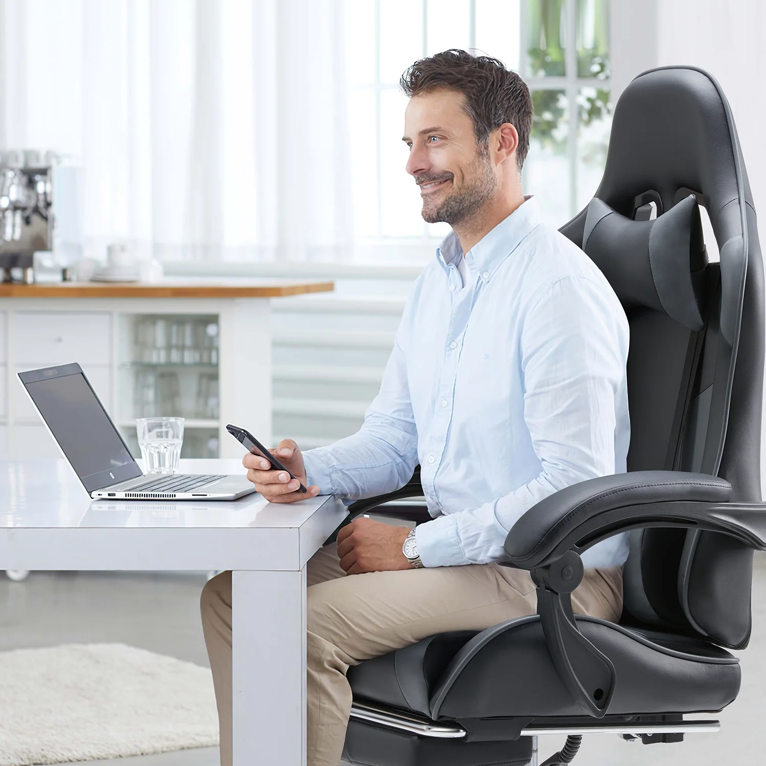 Computer Gaming Office Chair – Executive Style Gamer Chair with Wheels for Home & Office Office Chairs - Tophatter Daily Deals