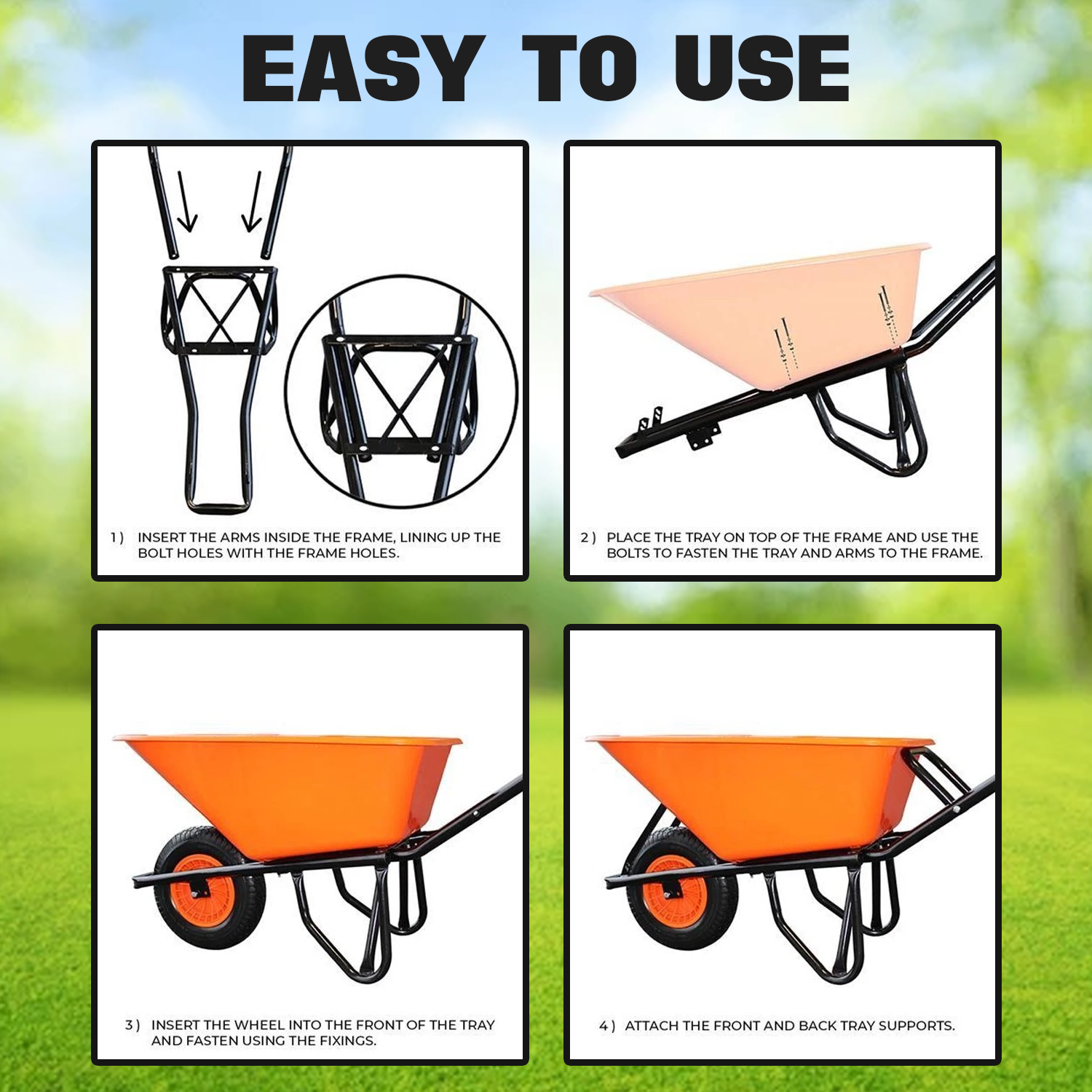 Wheel Barrow Trolley – 100L Outdoor Garden Cart for Soil, Plants & Tools Wheelbarrows & Carts - Tophatter Daily Deals