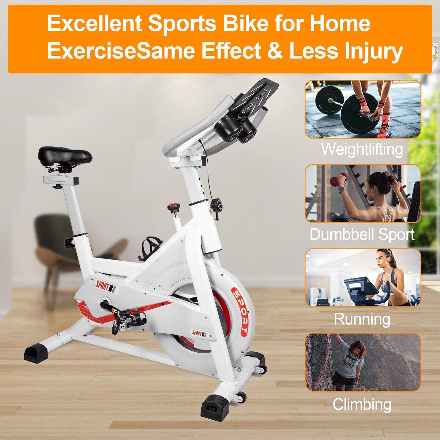 Best Exercise Bike for Home - Heavy Duty Exercise Bike Home Gym Bicycle Cycling Cardio Fitness Indoor Workout Exercise & Fitness - Tophatter Daily Deals
