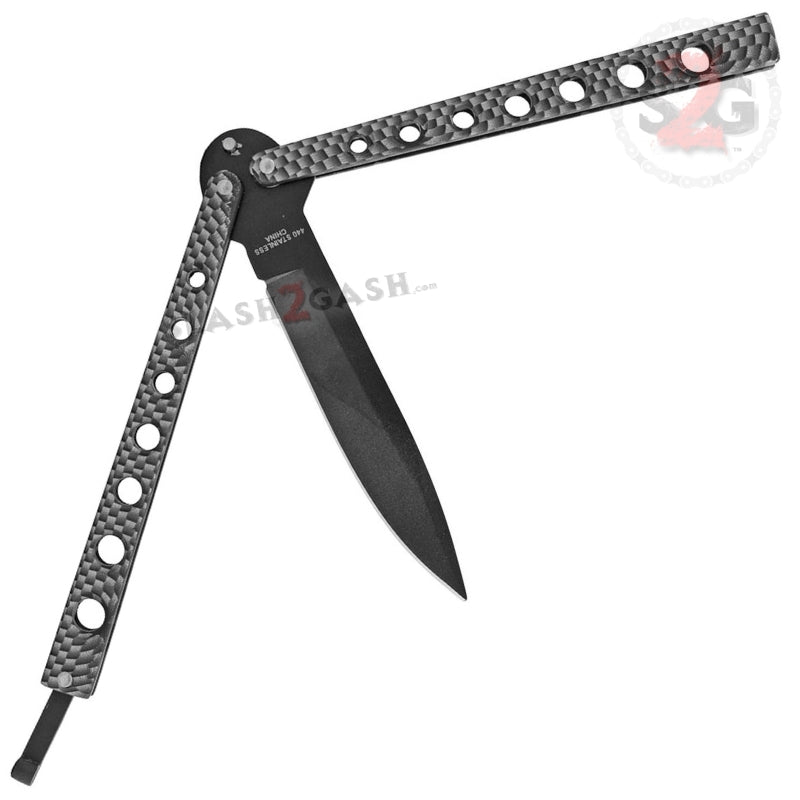 Heavy Duty Classic Butterfly Knife Thick Balisong - Carbon Fiber Knife-Balisong - Tophatter Daily Deals