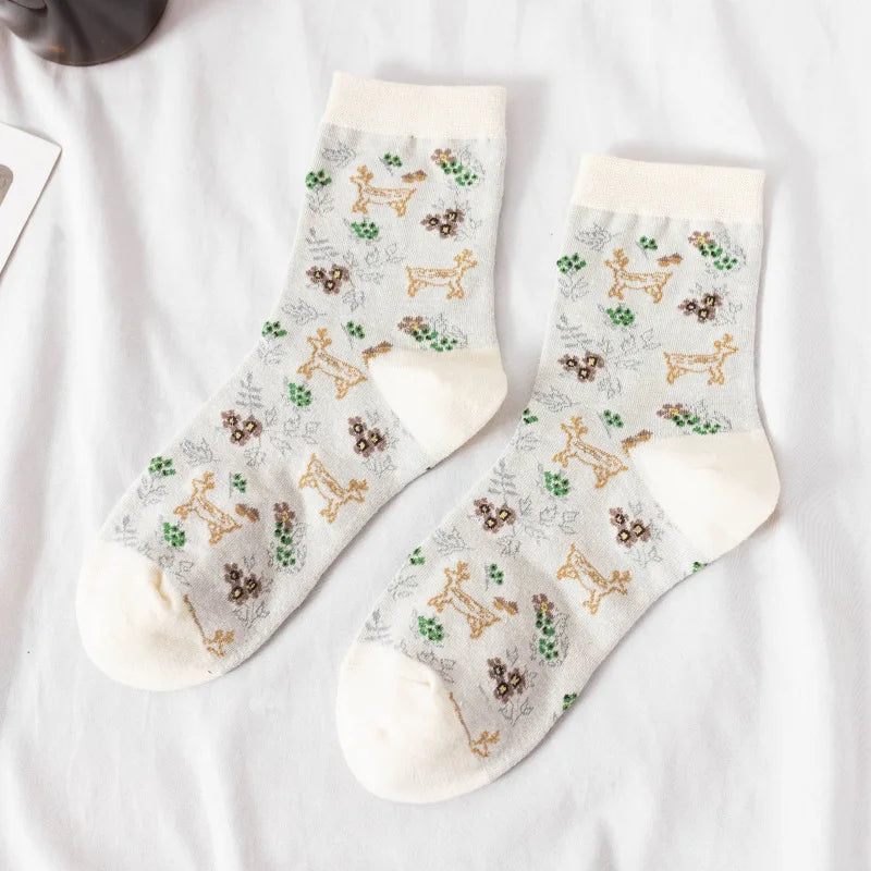 Fluffy Teddy Bear Socks Cream Brown Beige Chequered Print Kawaii Animals - Tophatter Daily Deals