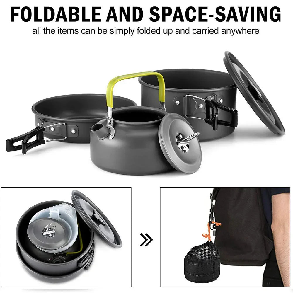 11-Piece Outdoor Camping Cookware Set Black Camp Cooking - Tophatter Daily Deals