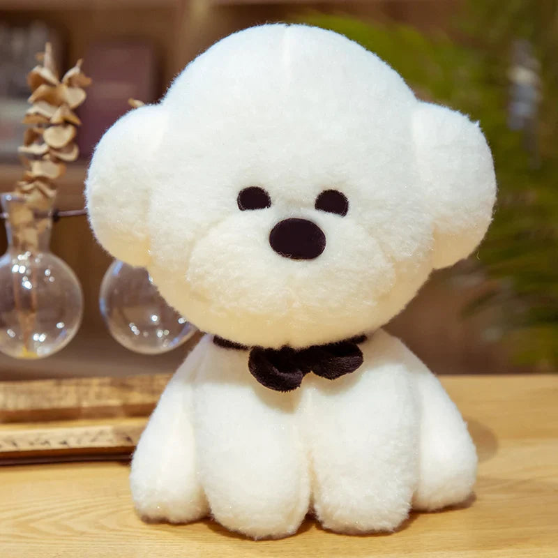 Teddy Dog Bichon Frise Puppy Plush White Stuffed Soft Animal Toy Bowtie Black Animals - Tophatter Daily Deals