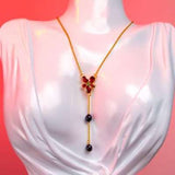 Harry Potter - Hermione Red Crystal Necklace, Sterling Silver and Freshwater Pearl Necklace - Tophatter Daily Deals