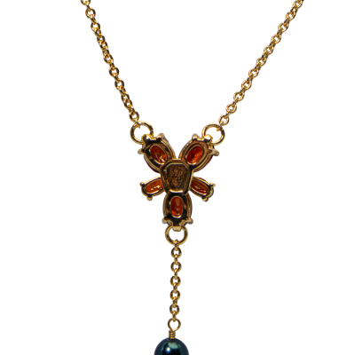 Harry Potter - Hermione Red Crystal Necklace, Sterling Silver and Freshwater Pearl Necklace - Tophatter Daily Deals