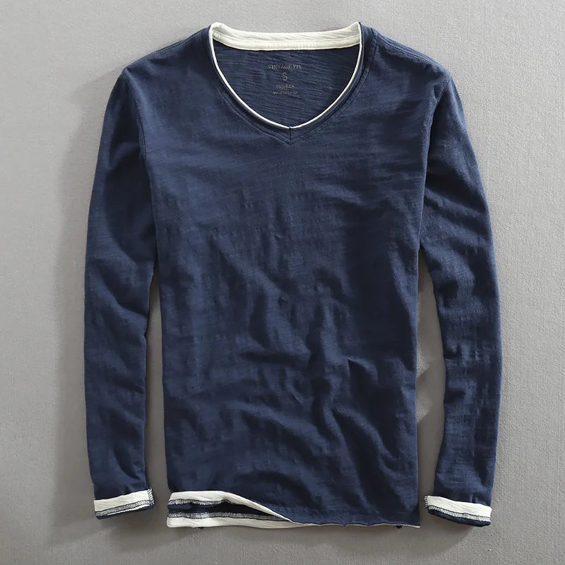 Soft Classic Men's V Neck Sweater - V Cut, Cotton, Casual Blue - Tophatter Daily Deals
