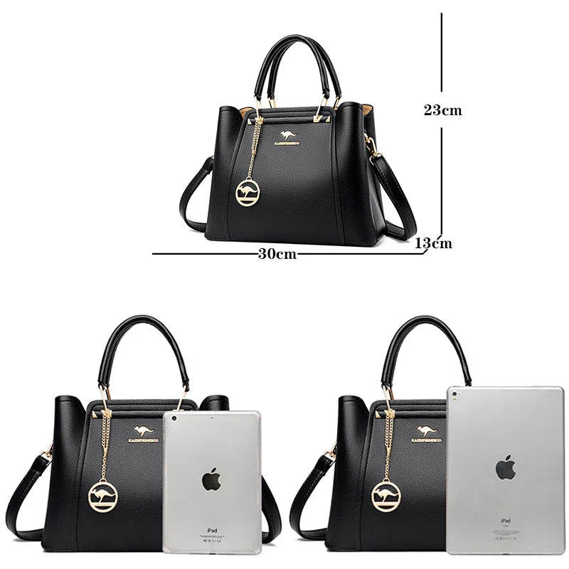 3-Layer Leather Shoulder Tote Crossbody Bag Apparel & Accessories > Handbags, Wallet's & Cases > Handbags > Shoulder Bags - Tophatter Daily Deals