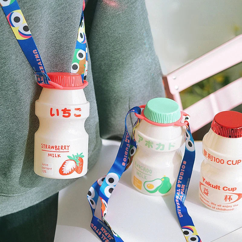 Milk Carton Shaped Water Bottle 480ml Pink, Red, Yellow, Green Food - Tophatter Daily Deals