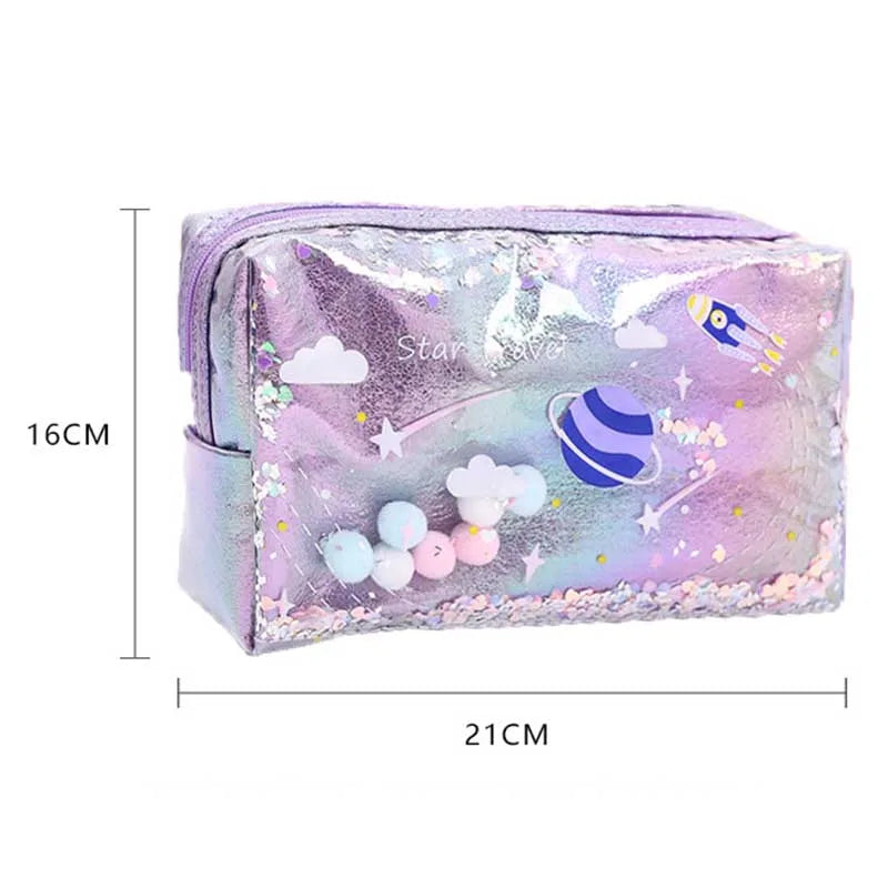 Pencil Case Laser Big Makeup Bag Cosmetic Case Outer Space - Tophatter Daily Deals