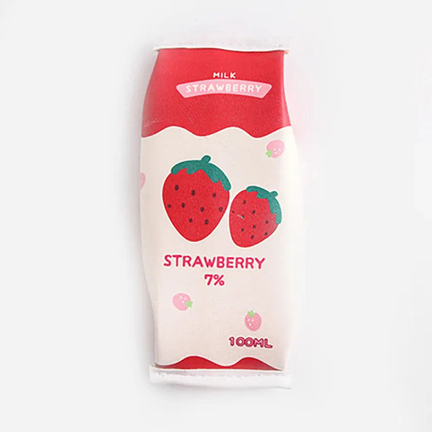 Pencil Case Strawberry Milk Box Bag Pink Pens Bag Japanese Red and White Strawberry Fruit - Tophatter Daily Deals