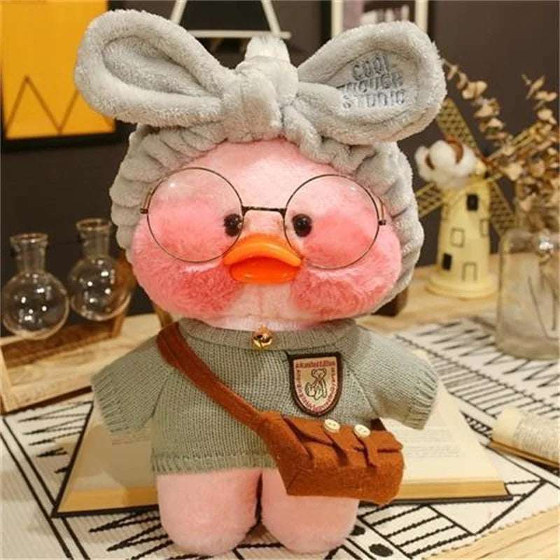 Korean Duck Plush Costume Glasses Dress Explorer Pink x Greige Animals - Tophatter Daily Deals