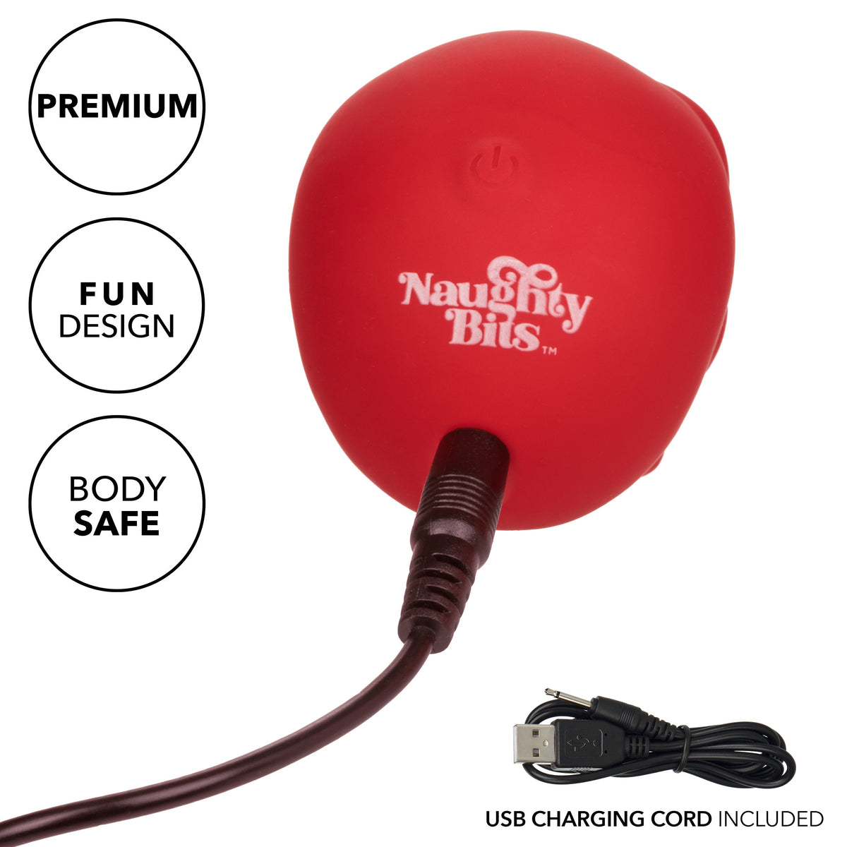 Naughty Bits Bone Head Handheld Massager Red Silicone with 10 Vibration Functions Waterproof Rechargeable > Vibrators > Standard Vibrators - Tophatter Daily Deals