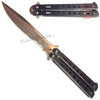 Hi-Tech Butterfly Knife Stainless Steel Cutout - Titanium Rainbow Black - Serrated (last piece, black blade) Knife-Balisong - Tophatter Daily Deals