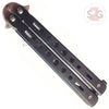 Hi-Tech Butterfly Knife Stainless Steel Cutout Balisong - Black Serrated Knife-Balisong - Tophatter Daily Deals