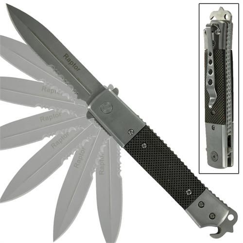 Hidden Release Dual Action Automatic Knife Serrated - Raptor Knife-Auto - Tophatter Daily Deals